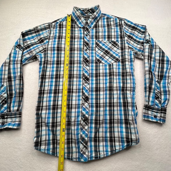 Burnside Men Medium Long Sleeve Button Down Plaid Flannel Shirt - Picture 10 of 14